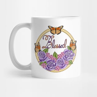 Blessed - Floral And Butterflies Mug